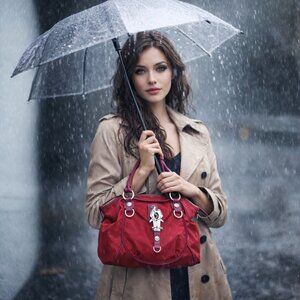 George Gina & Lucy All Sm; Les Maroon Plum Canvas Nylon RFID Satchel